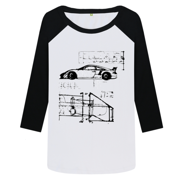 Porsche Apparel - RS Equations - Women's Baseball Organic Cotton T-shirt TMWT34BB - GTDriverShop