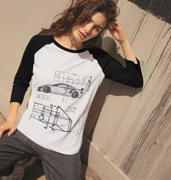 Porsche Apparel - RS Equations - Women's Baseball Organic Cotton T-shirt TMWT34BB - GTDriverShop