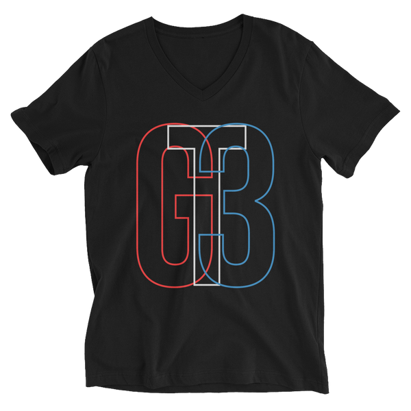 "GT3 Typographic" BC3005 - Unisex Short Sleeve V-Neck T-Shirt - GTDriverShop